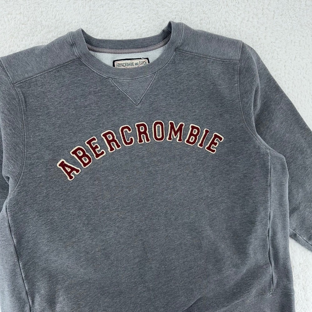 vintage ABERCROMBIE & FITCH EMBROIDERED HEATHER GRAY CREWNECK SWEATSHIRT LARGE‎